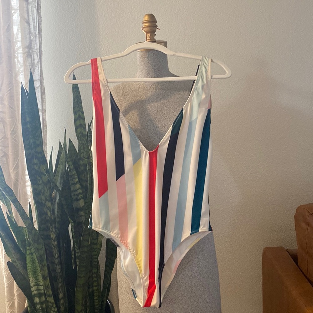 Solid and Striped One Piece Swim